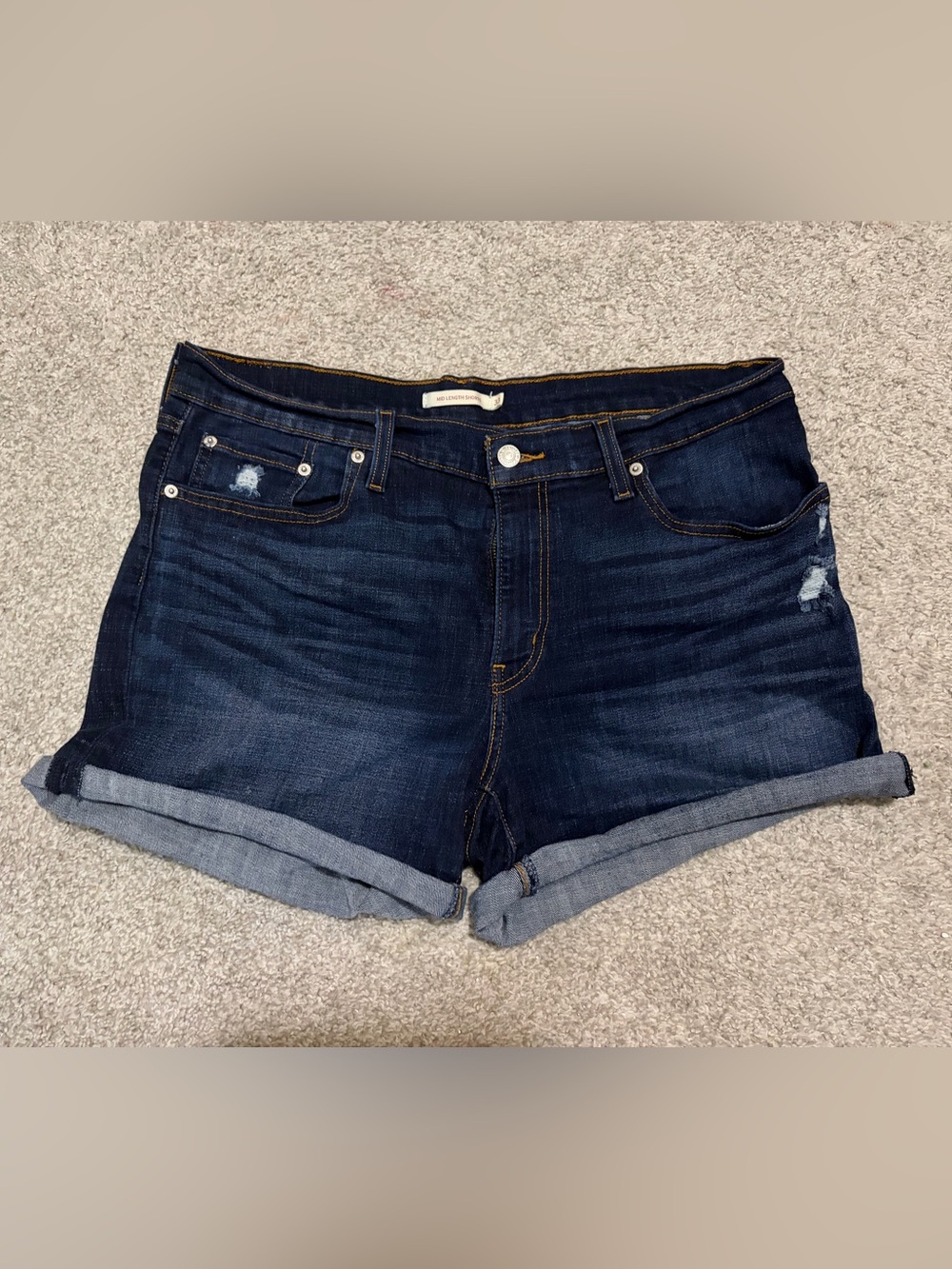 Levi’s Mid Length Shorts Womens Size 33 Dark Wash Cuffed Denim